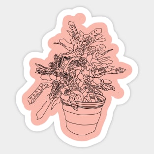 Beautiful house plant line art Sticker